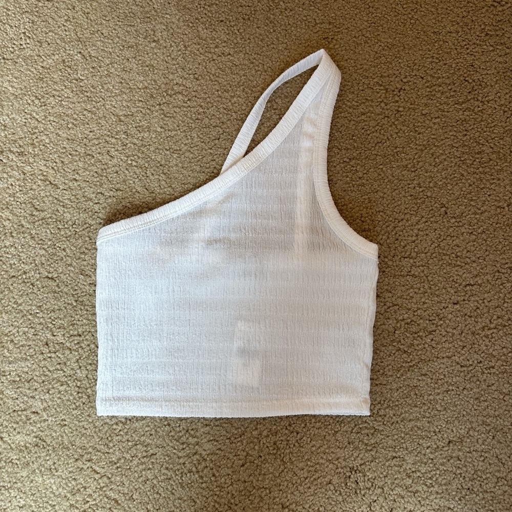 American Eagle Outfitters White One-Shoulder Tank Top